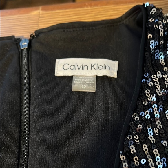 Calvin Klein Black Sequence Flare Dress (Size 12) - Picture 3 of 6